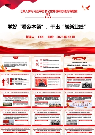 （40版，1万字讲稿）PPT+讲稿：学好“看家本领”，干出“崭新业绩”，深入学习世界观和方法论专题党课.pptx