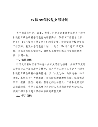xx区xx学校党支部计划.docx