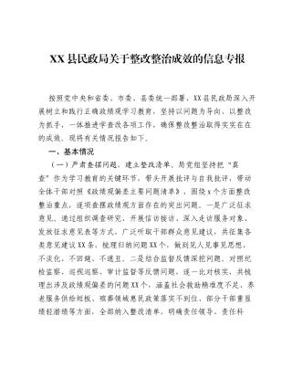 XX县民政局关于ZJG学习教育整改整治成效的信息专报.docx