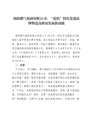 绵阳燃气集团有限公司：蓝焰特色党建品牌 塑造高质量发展新动能.docx