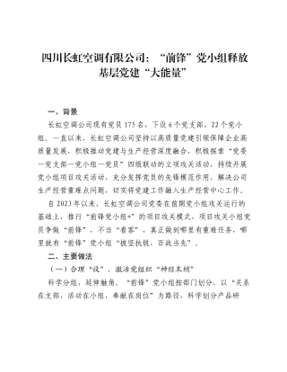 四川长虹空调有限公司：前锋党小组释放基层党建大能量.docx