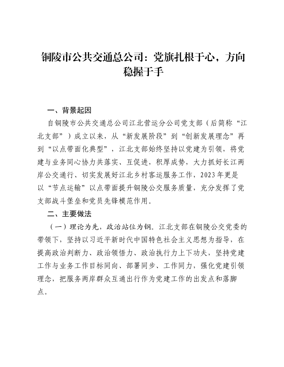 铜陵市公共交通总公司：党旗扎根于心，方向稳握于手.docx_第1页