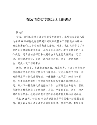 在公司党委专题会议上的讲话.docx