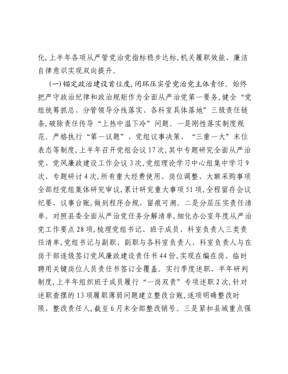 XX县政府办2026年上半年从严治党工作总结.docx_第2页