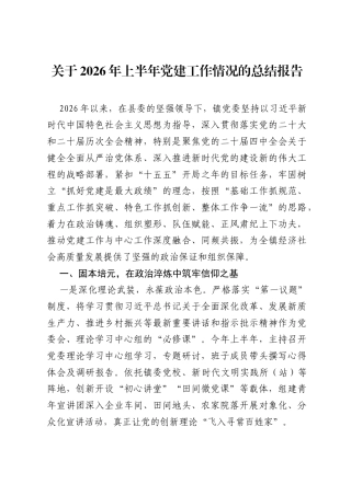 关于2026年上半年党建工作情况的总结报告.docx