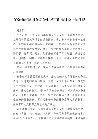 在全市市属国企安全生产工作推进会上的讲话.docx