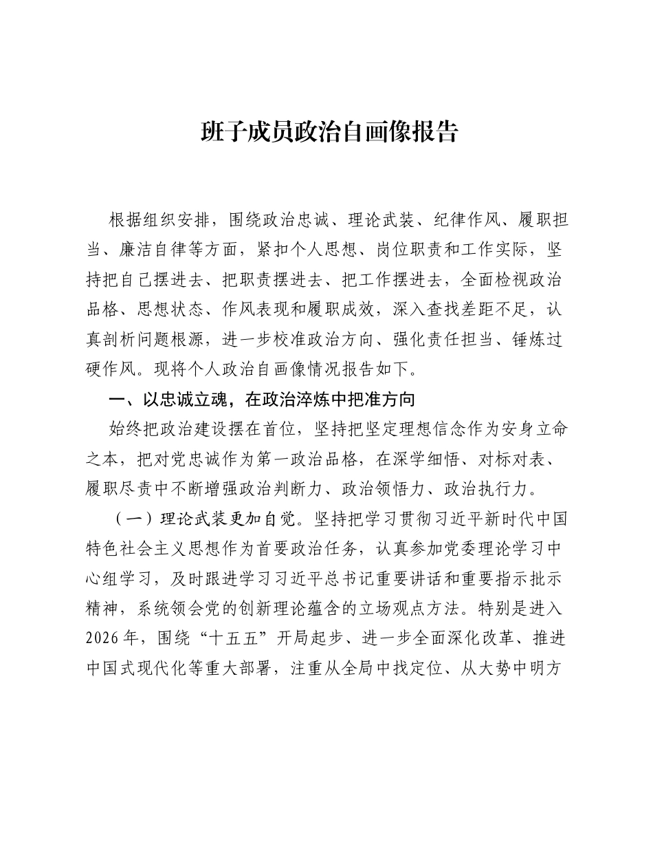 班子成员政治自画像报告（3327字）.docx_第1页