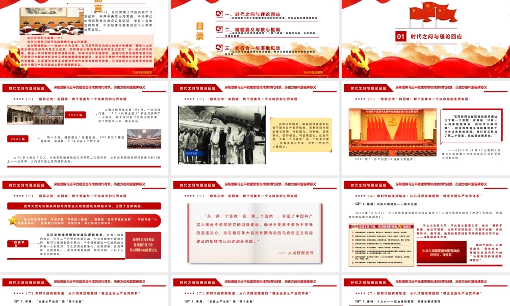 PPT+讲稿：从时代出卷到我们答题：深入学习贯彻习近平党建思想（2万字+70页PPT+视频案例）.pptx