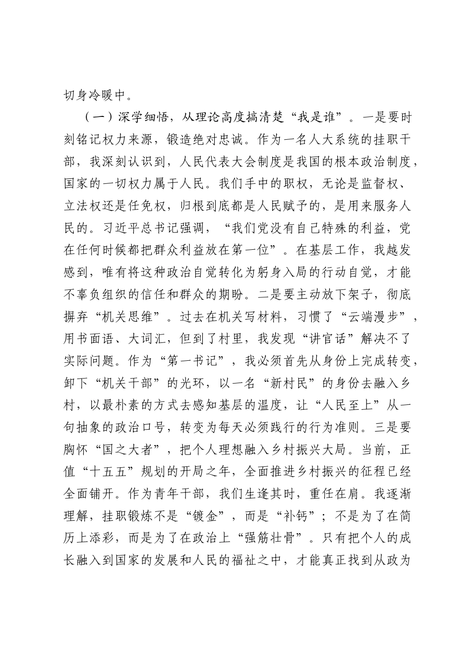 2026年年轻干部挂职锻炼感悟：在基层沃土中叩问初心.docx_第2页
