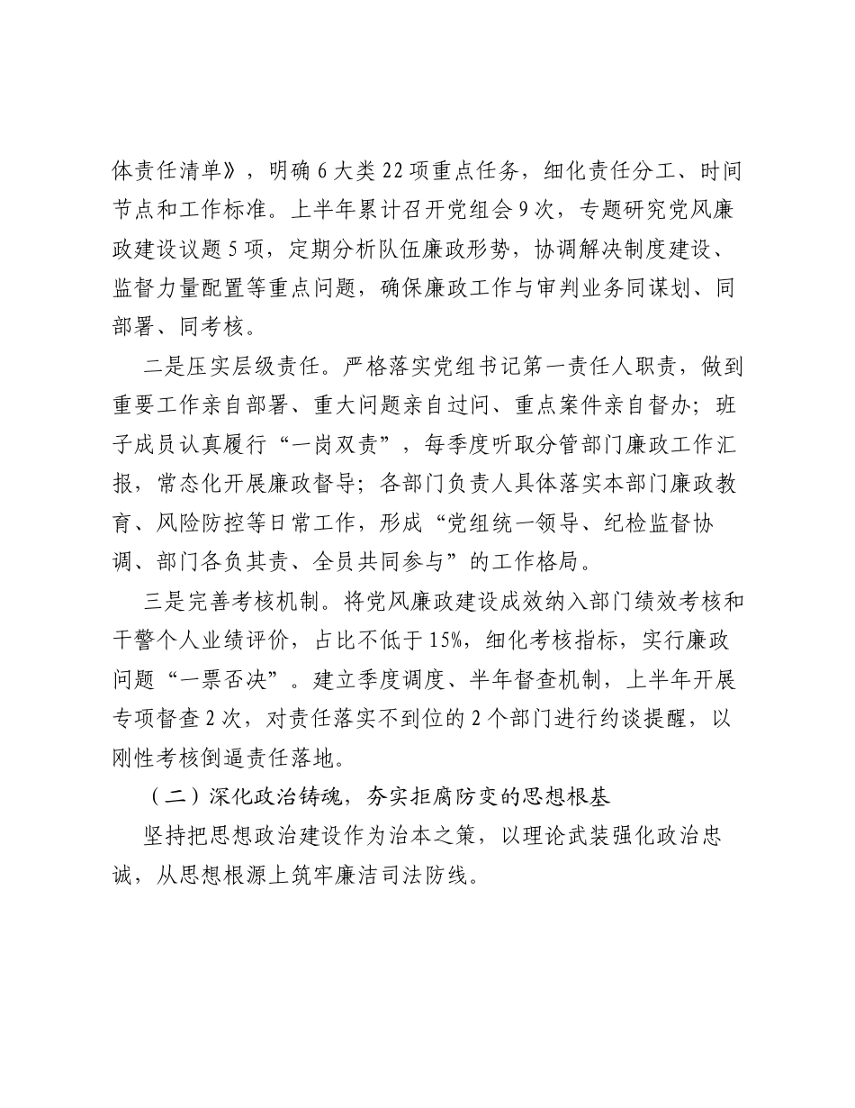 XX区人民法院2026年上半年党风廉政建设工作总结.docx_第2页