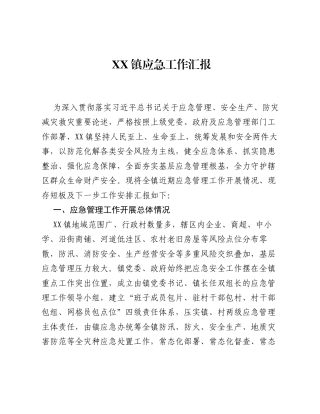 XX镇应急工作汇报.docx