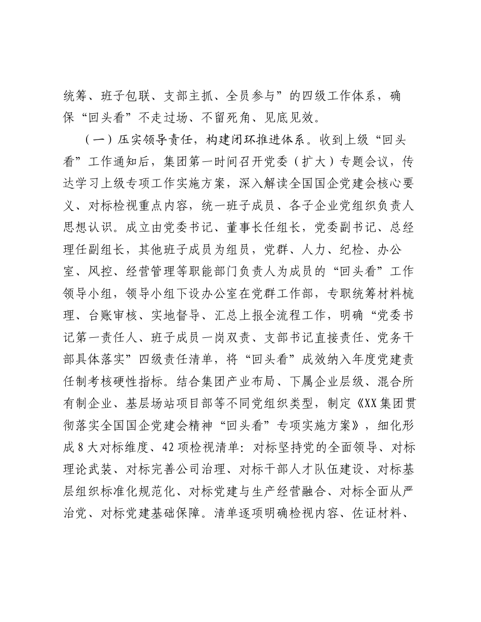集团贯彻落实全国国有企业党的建设工作会议精神回头看工作汇报.docx_第2页