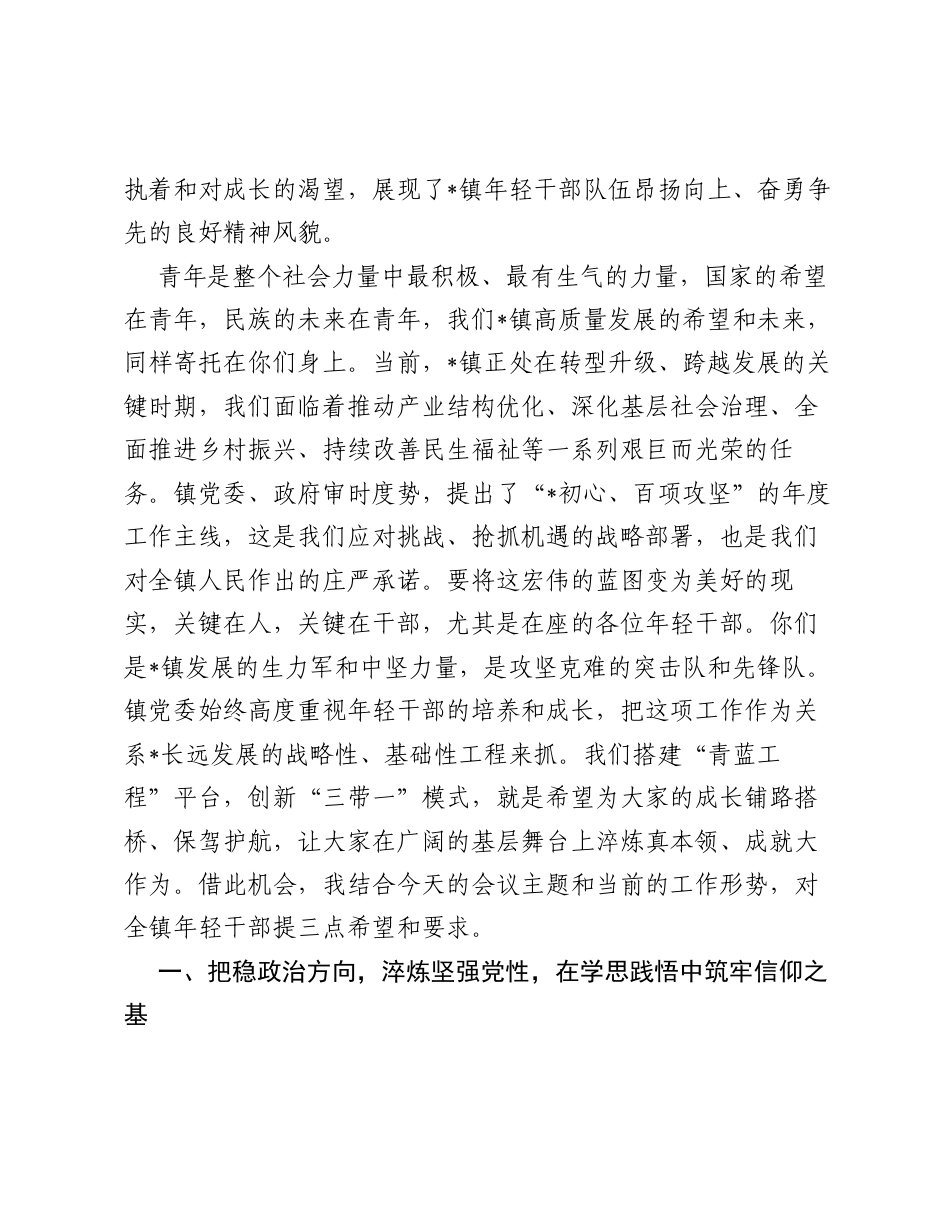 在2026年全镇淬炼青春本领 共建初心强镇主题活动暨年轻干部座谈会上的讲话.docx_第2页