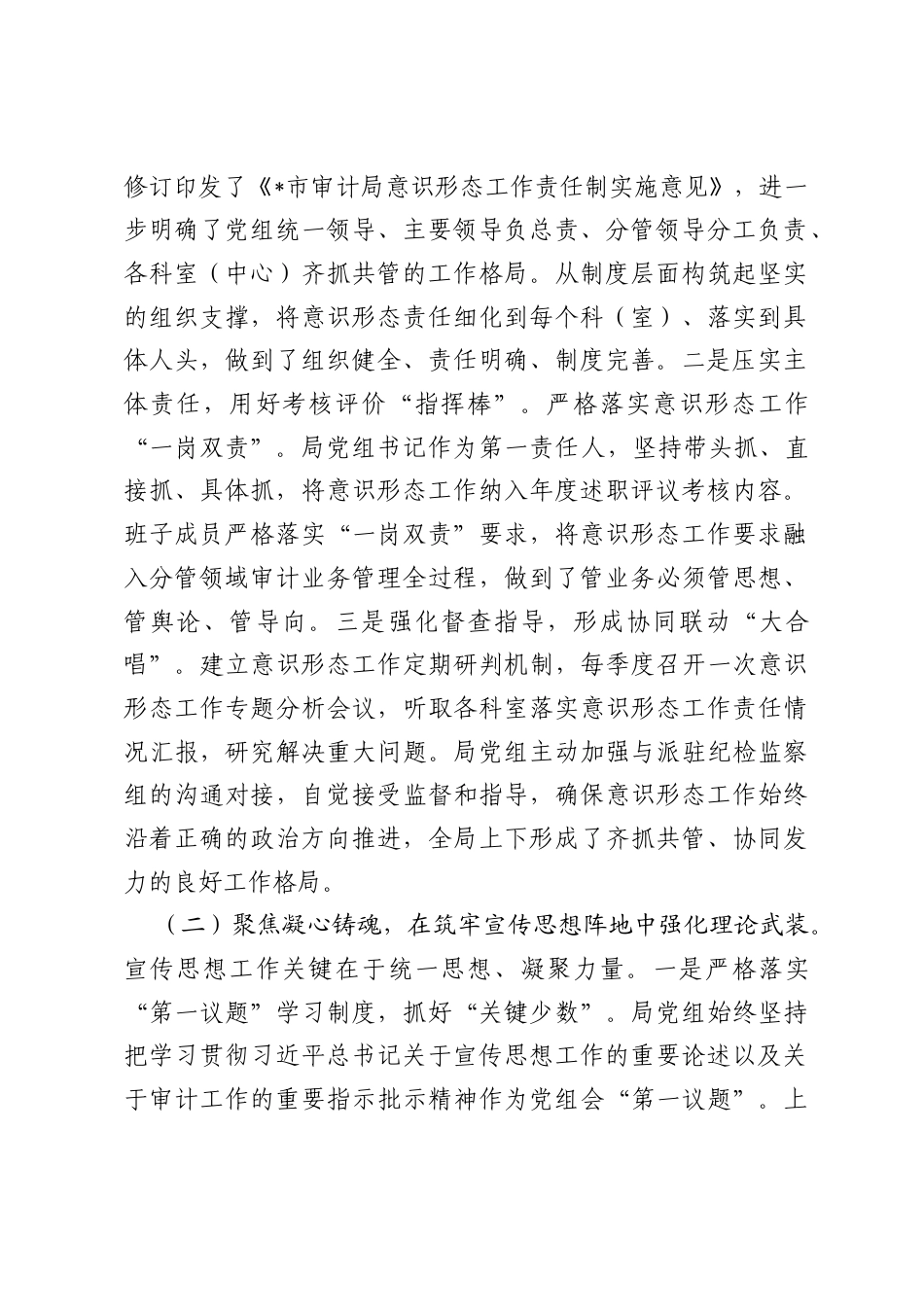 市审计局2026年上半年宣传思想及意识形态工作开展情况汇报.docx_第2页