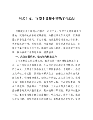 形式主义、官僚主义集中整治工作总结.docx
