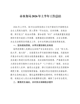 市水务局2026年上半年工作总结.docx