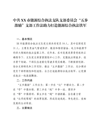 能源综合执法支队支部委员会五步激励支部工作法助力打造能源综合执法铁军（党建品牌）.docx