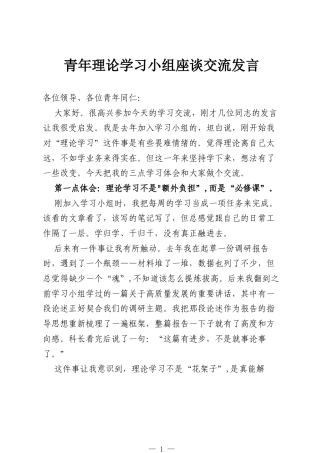 青年理论学习小组座谈交流发言.docx