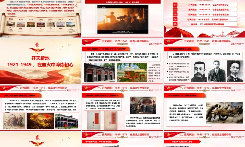 PPT+讲稿：《从一叶红船到巍巍巨轮：中国共产党105年的赶考之路》.pptx