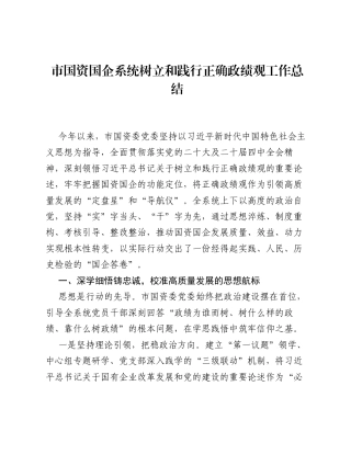 市国资国企系统树立和践行正确ZJG工作总结.docx