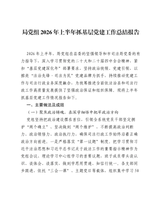 局党组2026年上半年抓基层党建工作总结报告（4861字）.docx