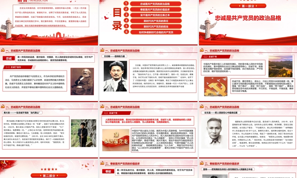 （40版，8300字讲稿）ppt：坚守忠诚品格 践行奉献担当  争做新时代合格党员.pptx