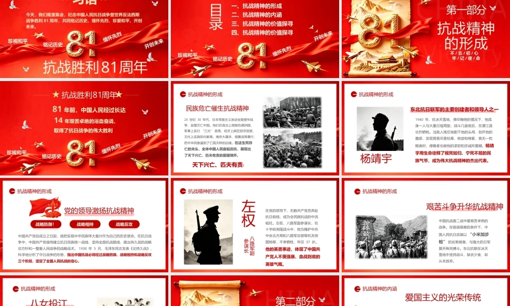 PPT+讲稿：纪念抗战胜利81周年 传承伟大抗战精神 凝聚青春挺膺担当.pptx