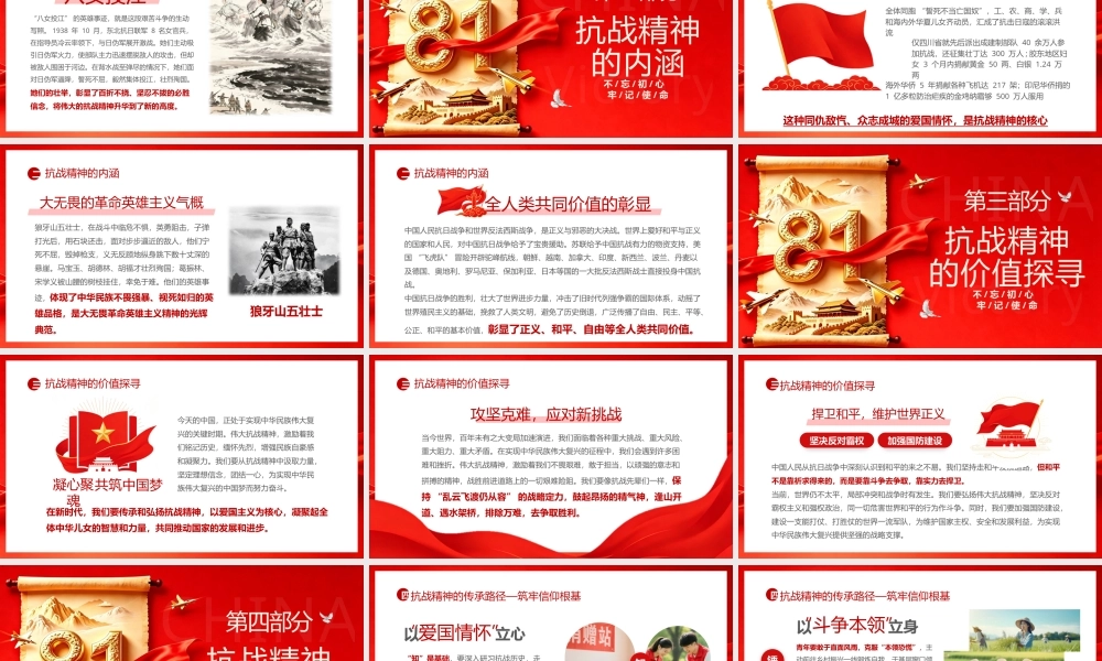 PPT+讲稿：纪念抗战胜利81周年 传承伟大抗战精神 凝聚青春挺膺担当.pptx
