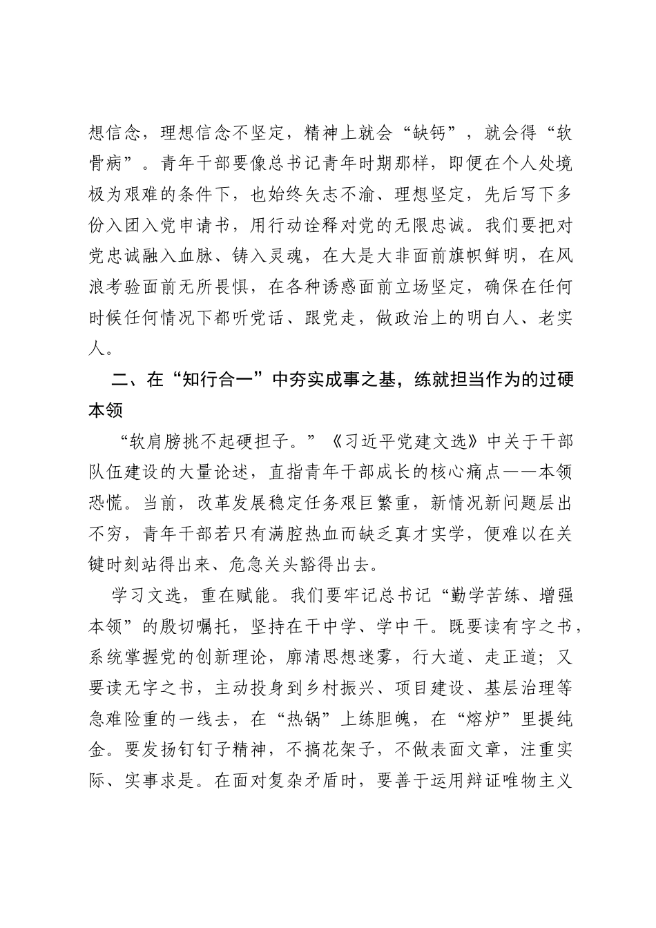 青年干部学习《习近平党建文选》感悟：筑牢信仰之基 勇担时代重任.docx_第2页