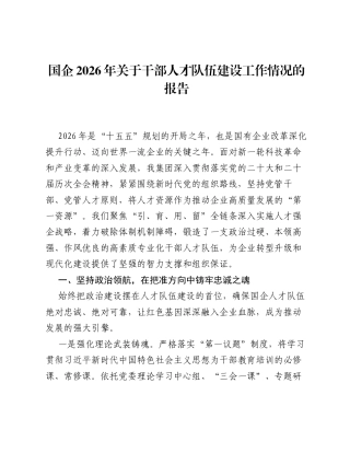 国企2026年关于干部人才队伍建设工作情况的报告.docx