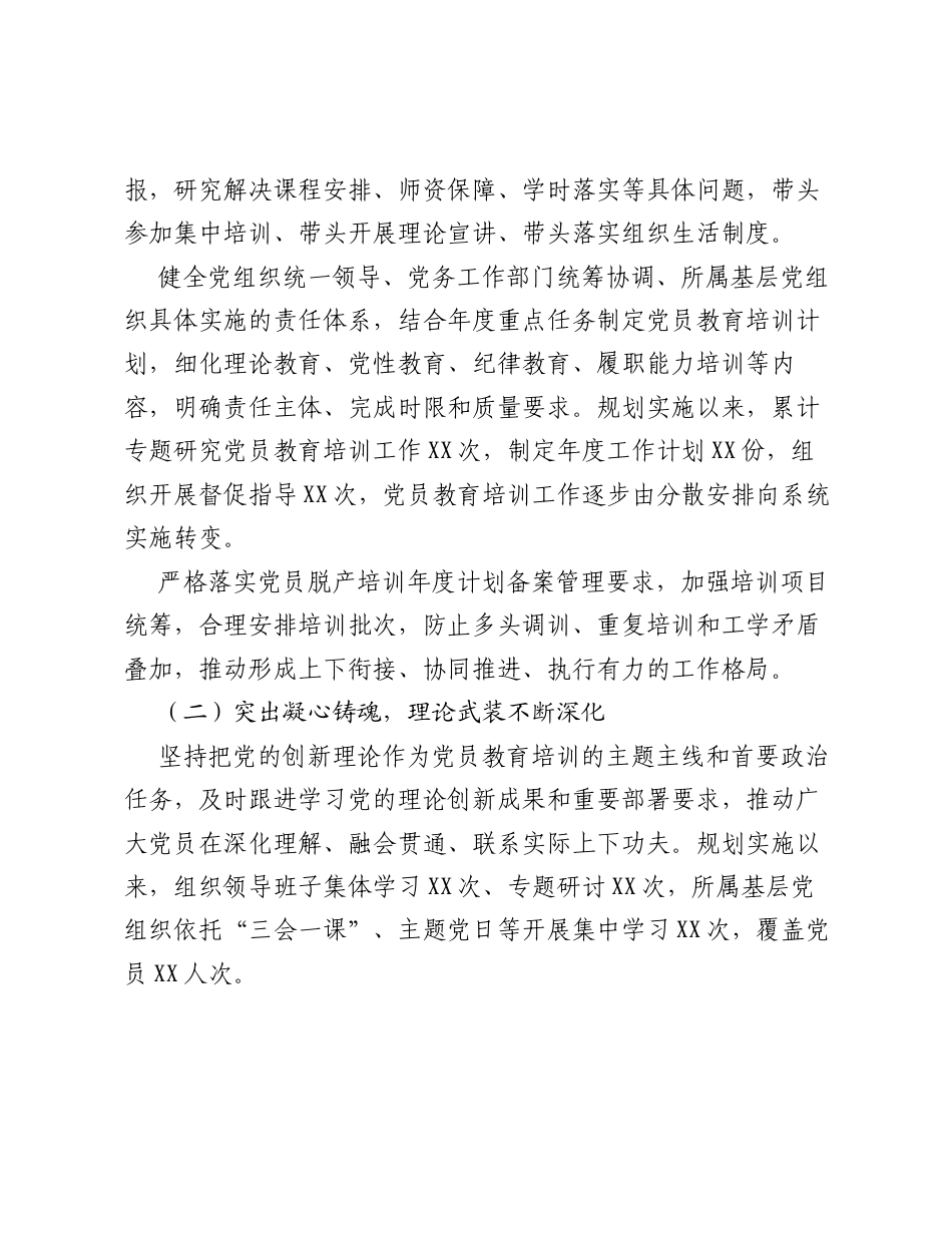 单位贯彻落实《全国党员教育培训工作规划（2024—2028年）》中期自查评估报告.docx_第2页