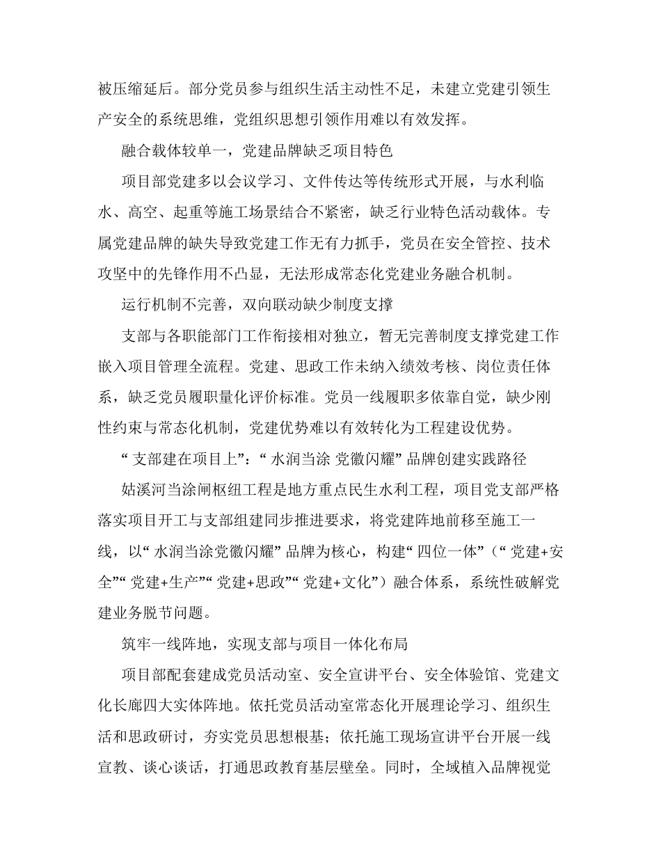 调研报告：打造特色党建品牌  破解基层党建与项目管理融合难题.docx_第2页