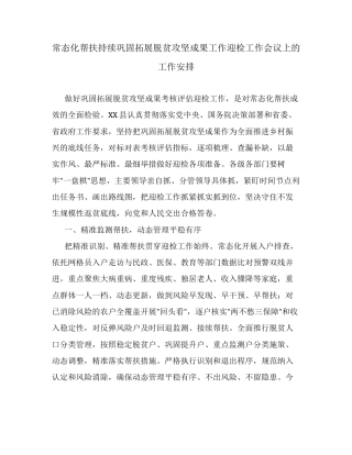 常态化帮扶持续巩固拓展脱贫攻坚成果工作迎检工作会议上的工作安排.docx